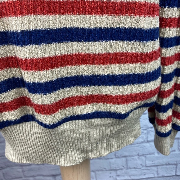 70s VTG V Neck Blue & Red Striped Sweater Size M - Picture 4 of 8